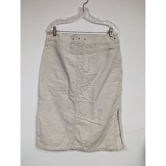 UnionBay Khaki Tan Modest Skirt Size 12 Side Slit Straight Juniors - Picture 3 of 7